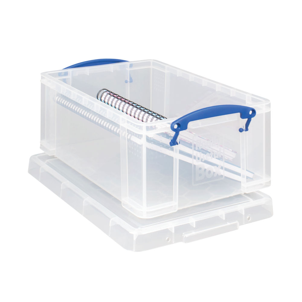 Really Useful 9l Plastic Storage Box With Lid 395x255x155mm Clear 9c 