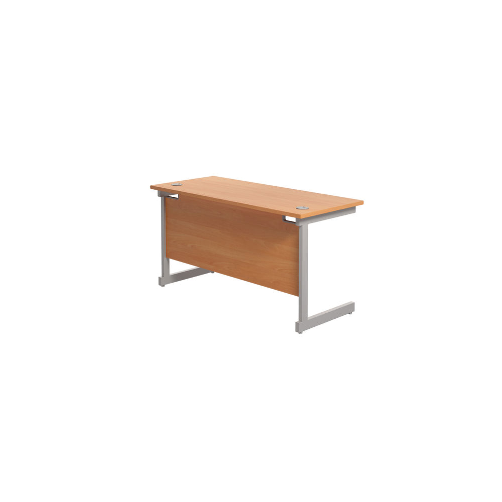 Jemini 1400x600mm Beech/Silver Single Rectangular Desk