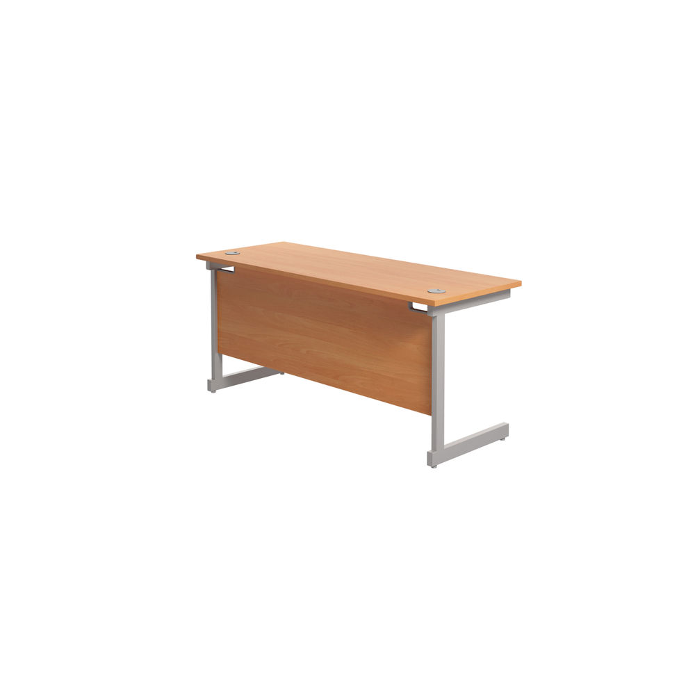 Jemini 1600x600mm Beech/Silver Single Rectangular Desk