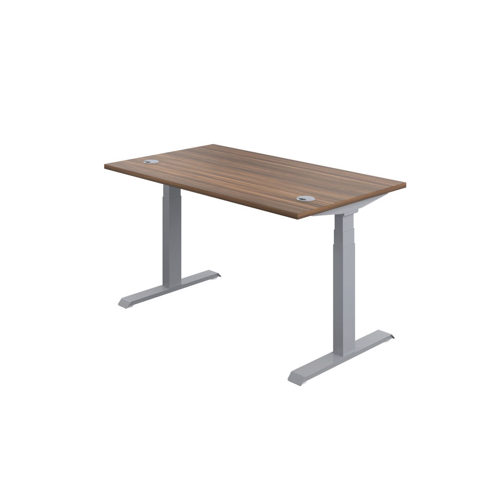 Jemini 1400x800mm Dark Walnut/Silver Sit Stand Desk