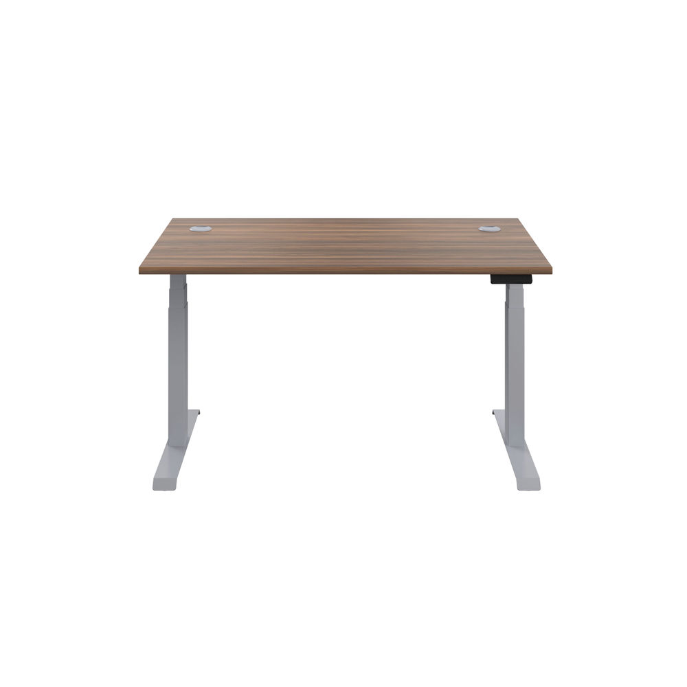 Jemini 1400x800mm Dark Walnut/Silver Sit Stand Desk