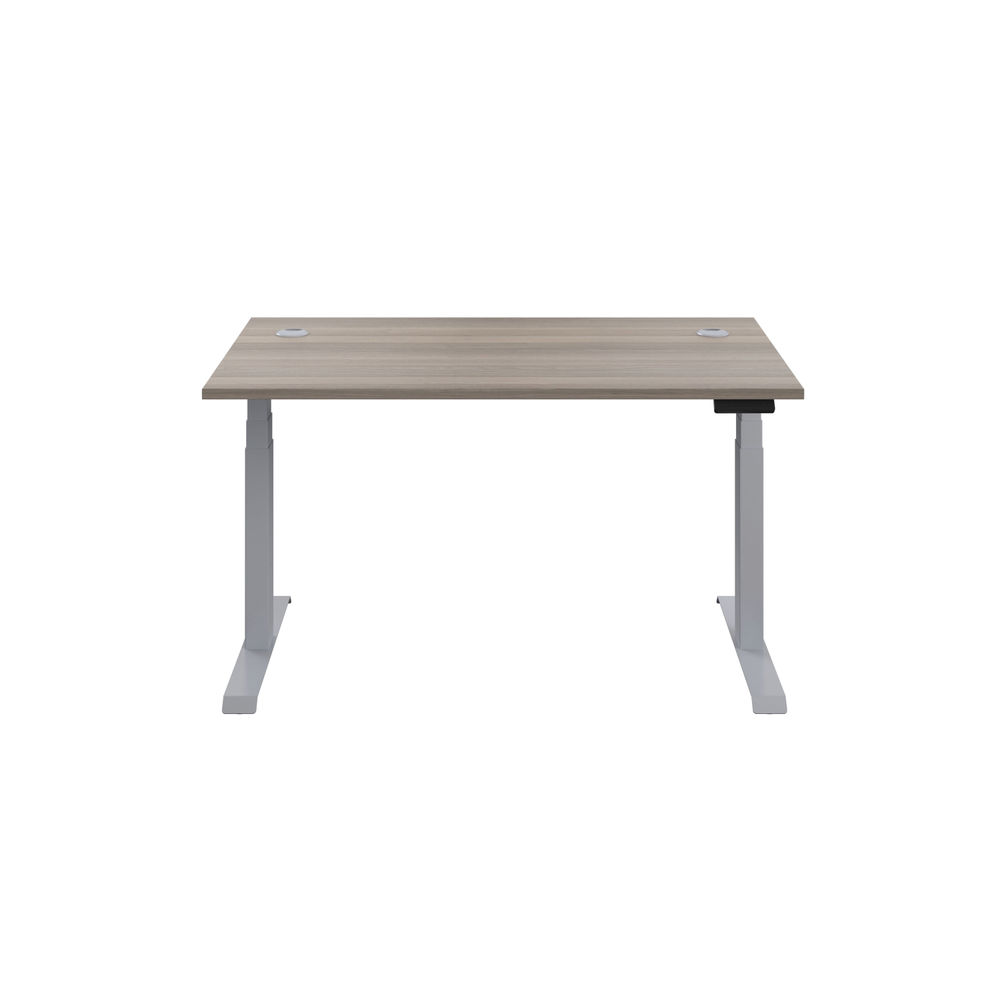 Jemini 1400x800mm Grey Oak/Silver Sit Stand Desk