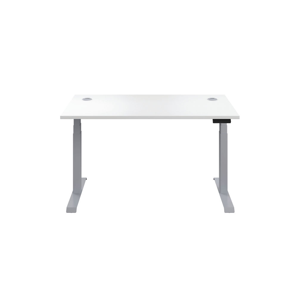 Jemini 1400x800mm White/Silver Sit Stand Desk