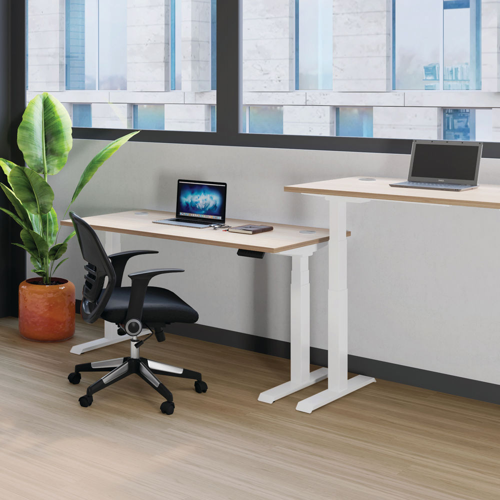 Jemini 1400x800mm White/Silver Sit Stand Desk