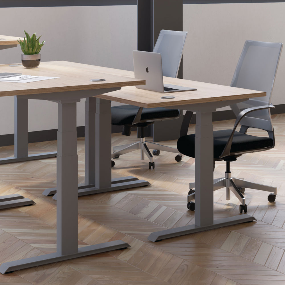 Jemini 1400x800mm Grey Oak/White Sit Stand Desk