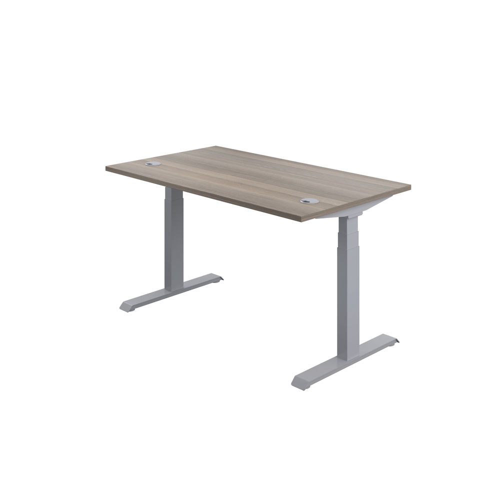 Jemini 1600x800mm Grey Oak/Silver Sit Stand Desk