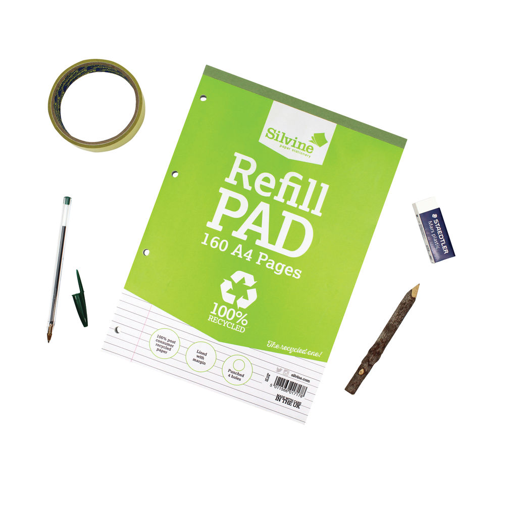 Silvine Everday A4 Ruled Recycled Refill Pad (Pack of 6)