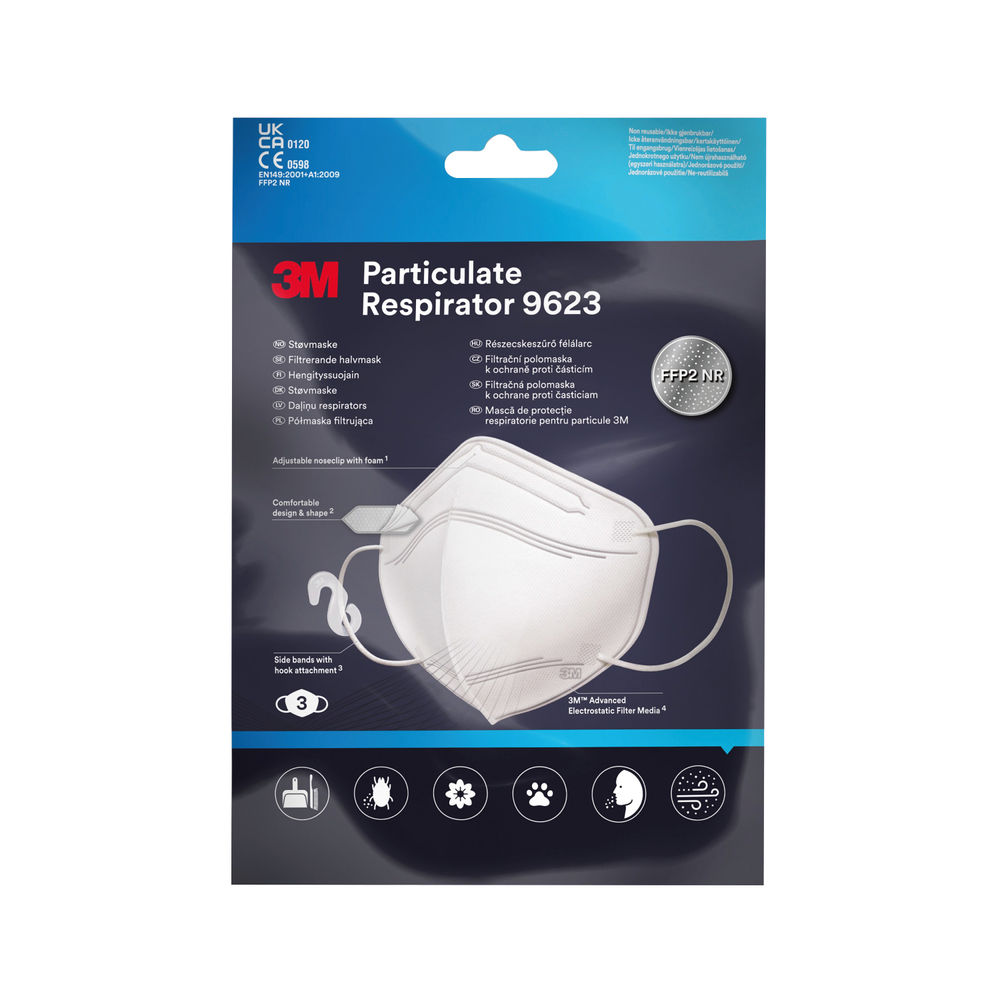 3M FFP2 NR Particulate Respirator Vertical Fold Flat (Pack of 3)