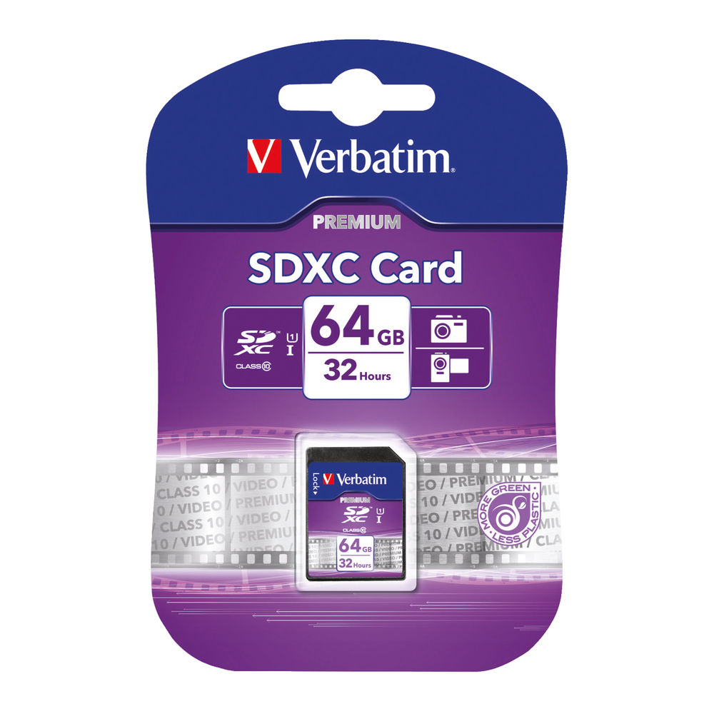 Verbatim Premium SDXC Memory Card Class 10 UHS-I U1 64GB 44024