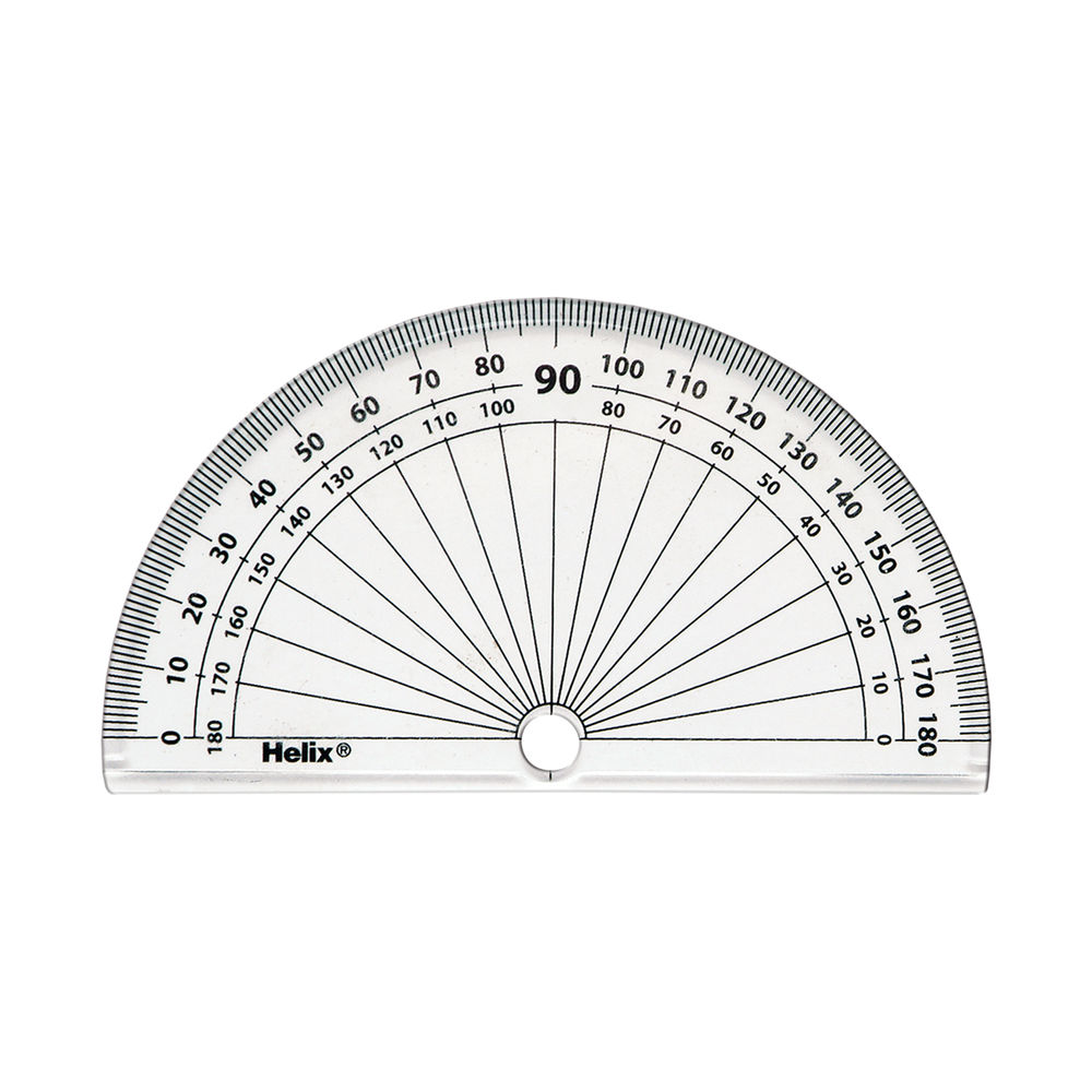 Helix 10cm 180 Degree Protractor Clear (Pack of 50) H02040