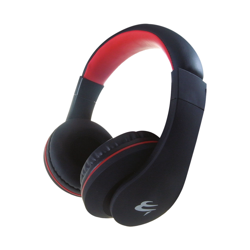 Connekt Gear HP530 PC On-Ear Headset with In-Line Microphone and Volume Control Black/Red 24-1530