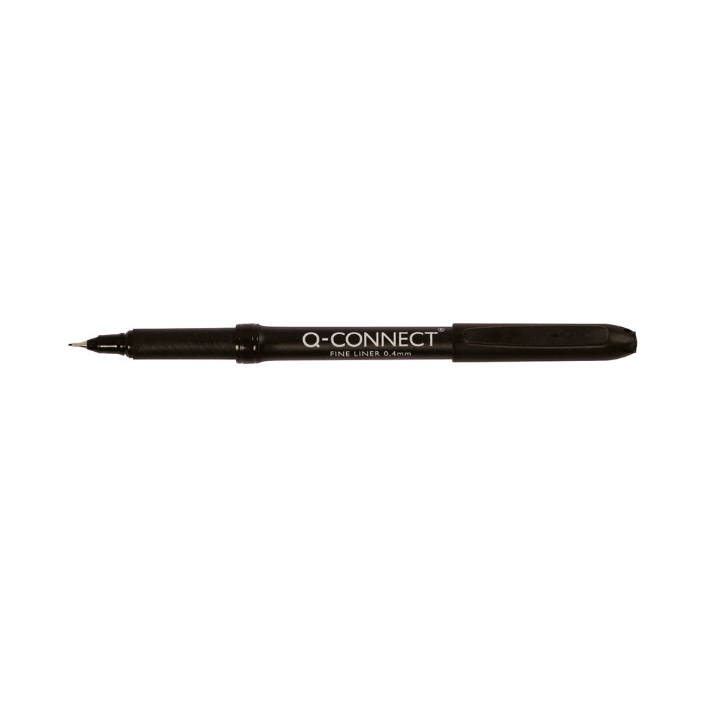 Q-Connect Black 0.4mm Fineliner Pen (Pack of 10) KF25007