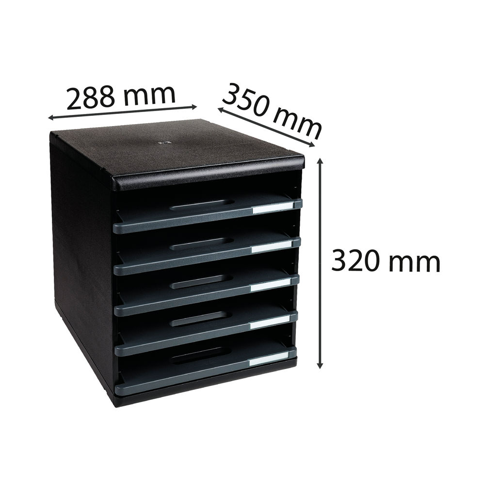 Exacompta Modulo with 5 Open Drawers A4 Eco Black/Green