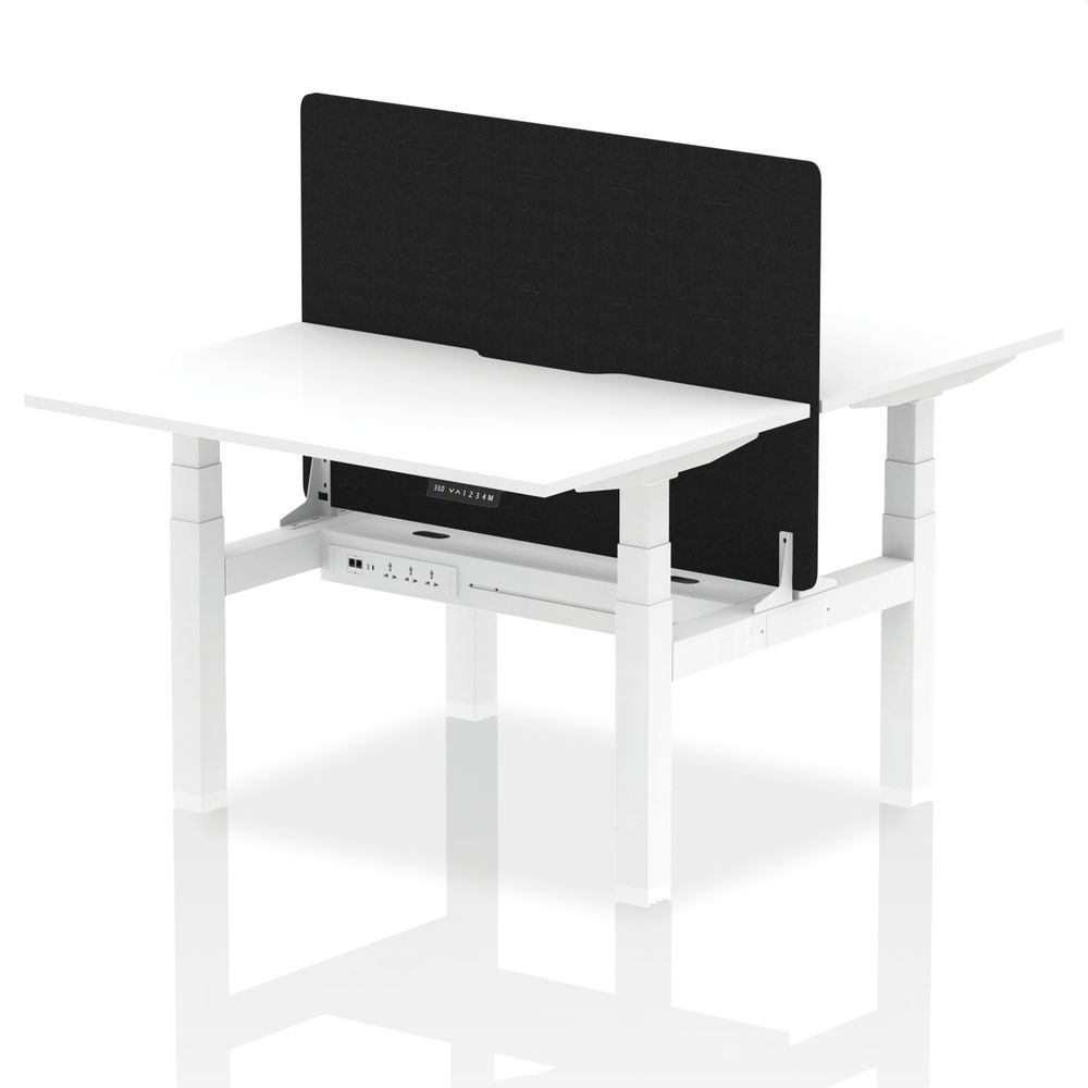 Air Back to Back Height Adjustable 2 Person Desk 1200x800mm Cable Ports White HA01709