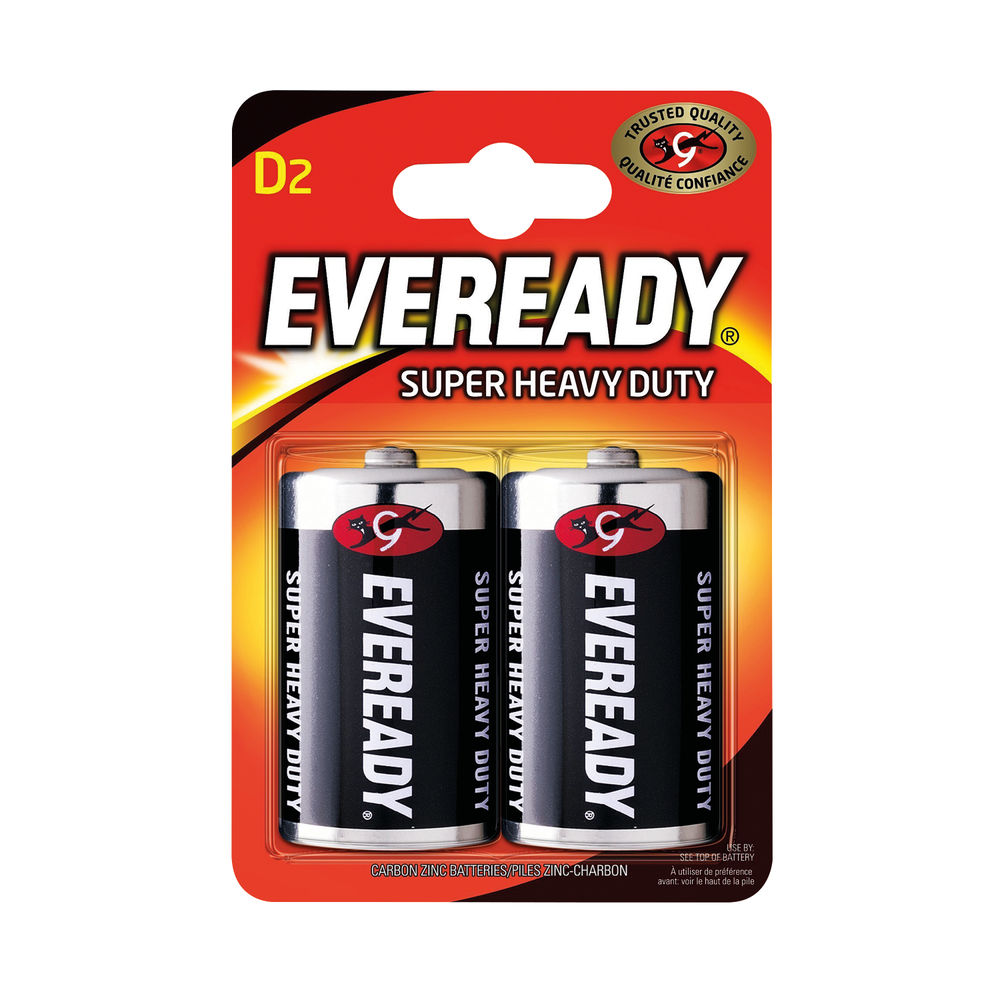 Eveready Super Heavy Duty Size D Batteries (2 Pack) R20B2UP