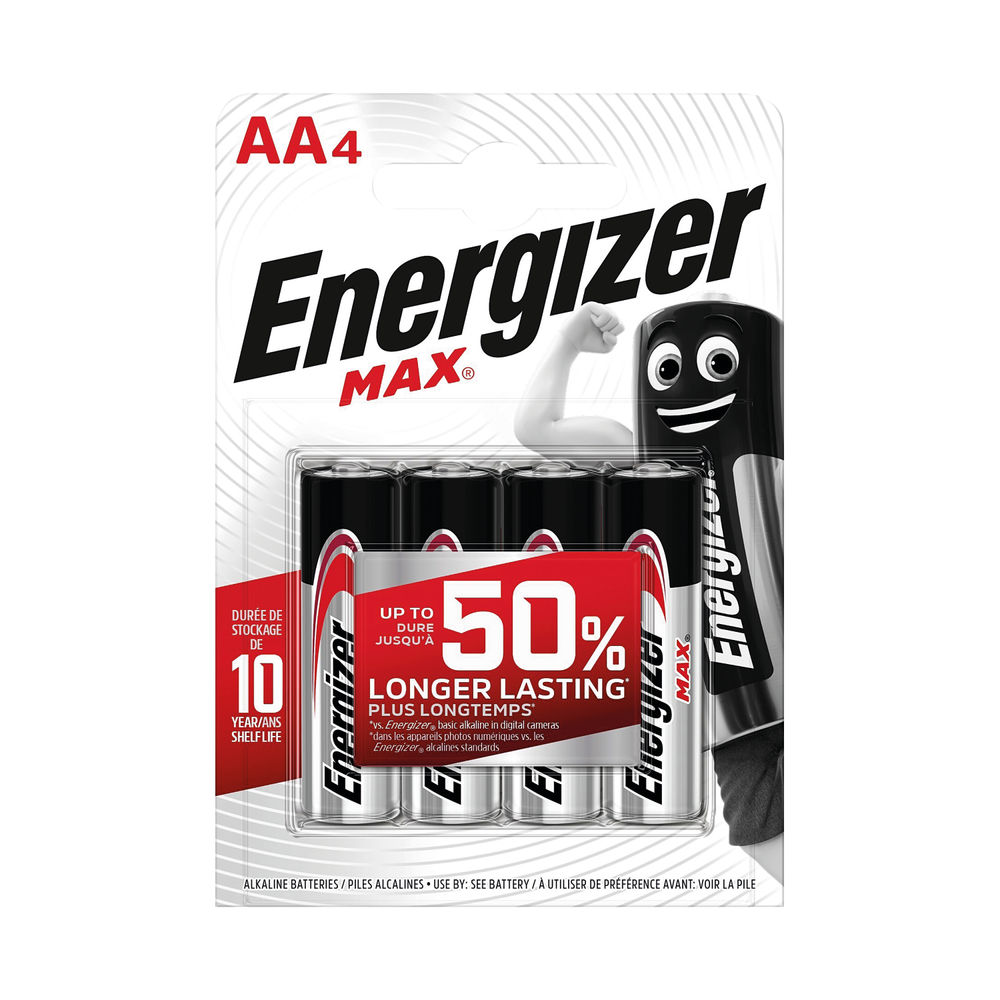 Energizer MAX AA Batteries, Pack of 4 - E300112500