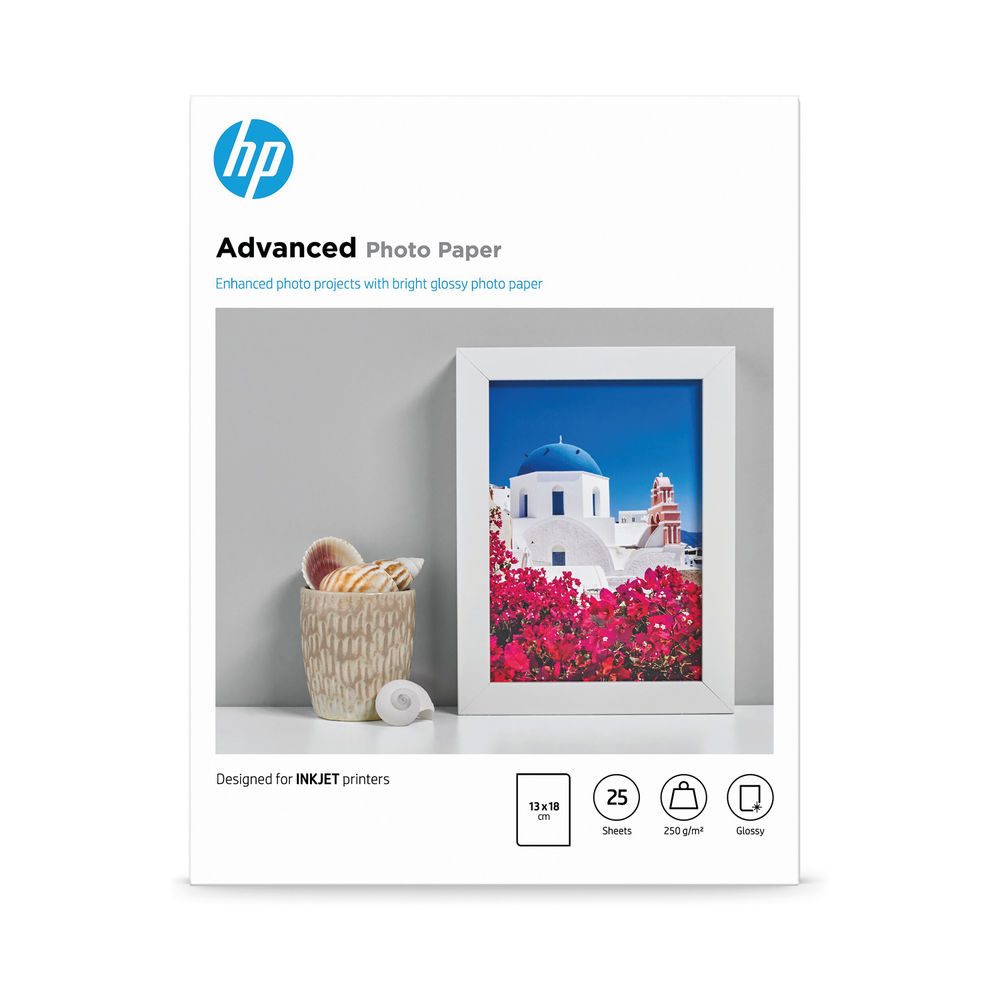 HP White 13x18cm Advanced Glossy Photo Paper (Pack of 25) Q8696A