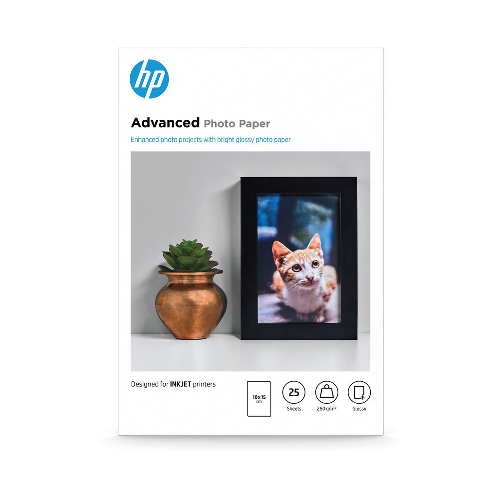 HP Advanced Glossy Photo Paper 250gsm 10x15cm Borderless (Pack of 25) Q8691A