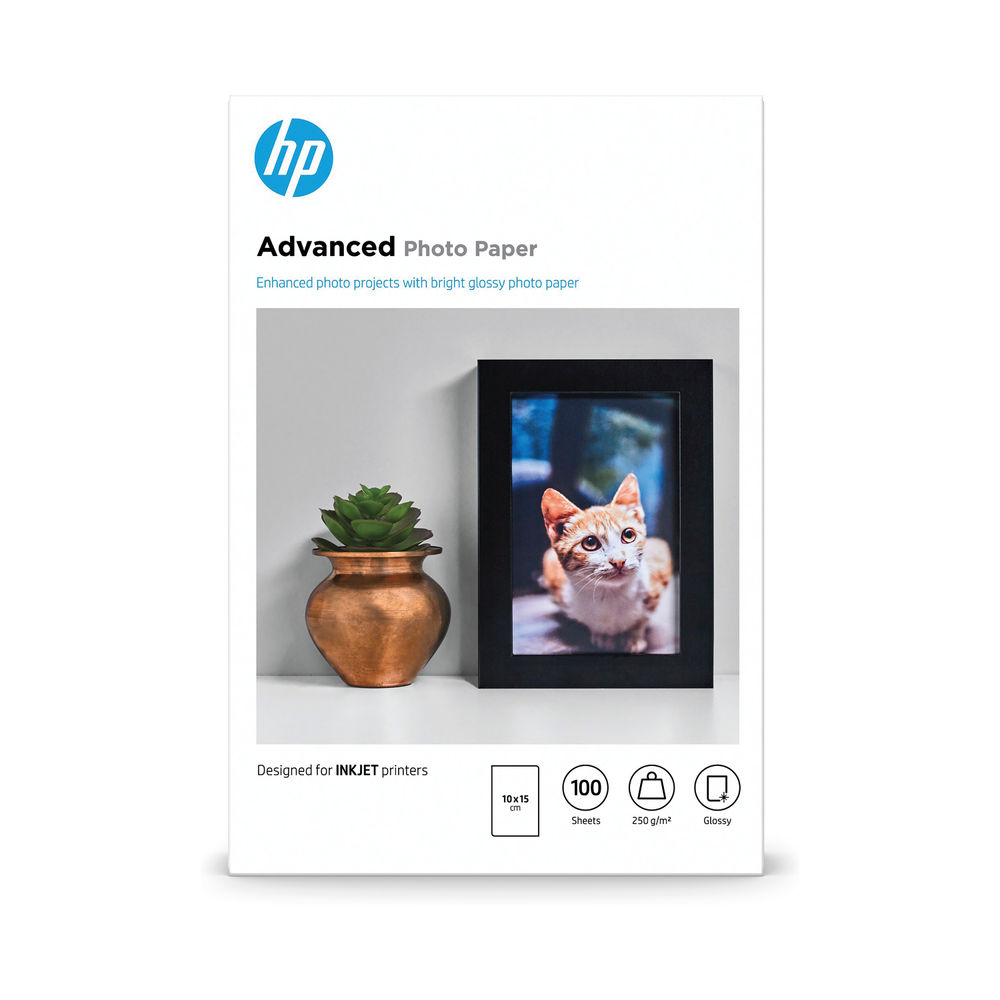 HP Advanced Glossy Photo Paper 250gsm 10x15cm Borderless (Pack of 100) Q8692A