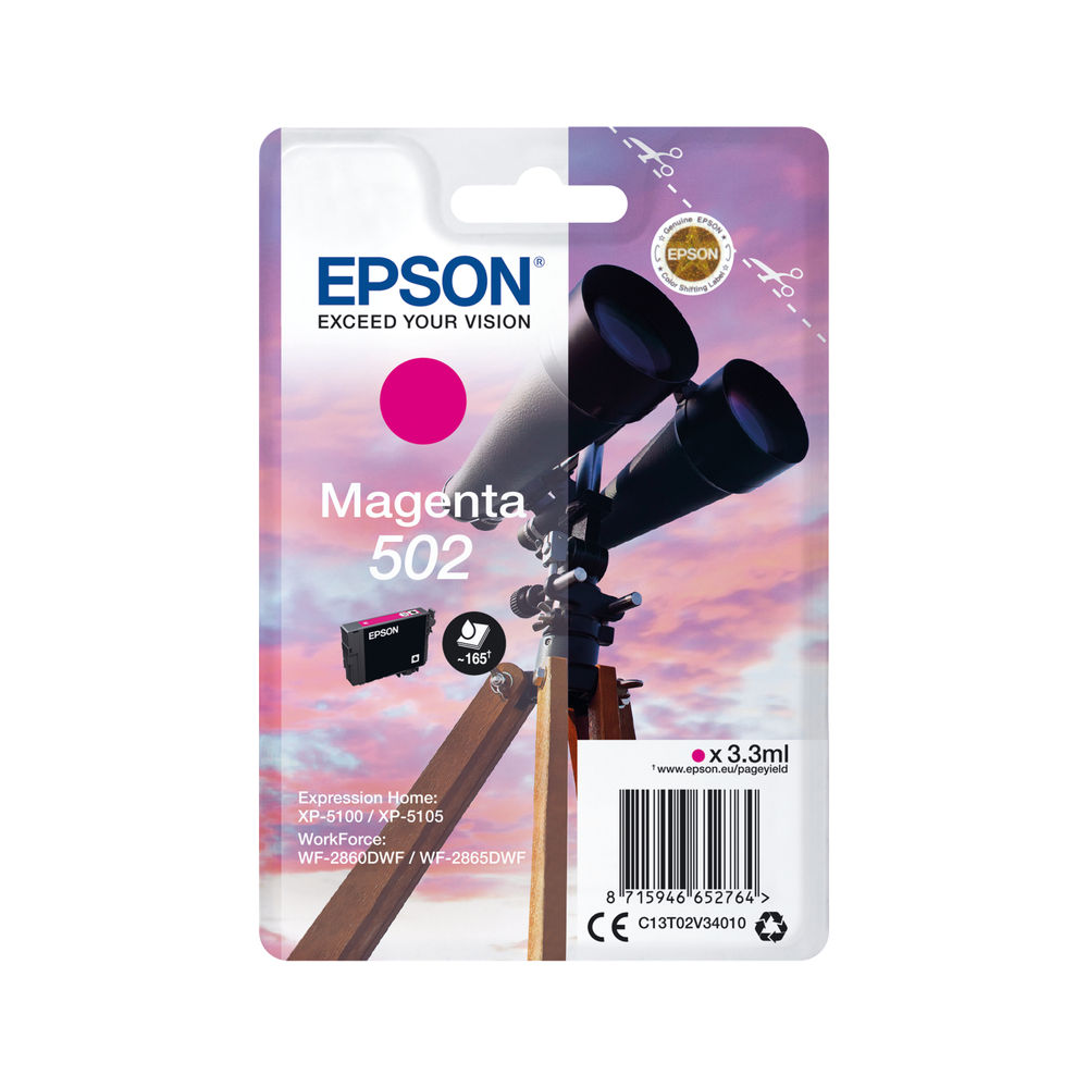 Epson 502 Magenta Ink Cartridge - C13T02V34010