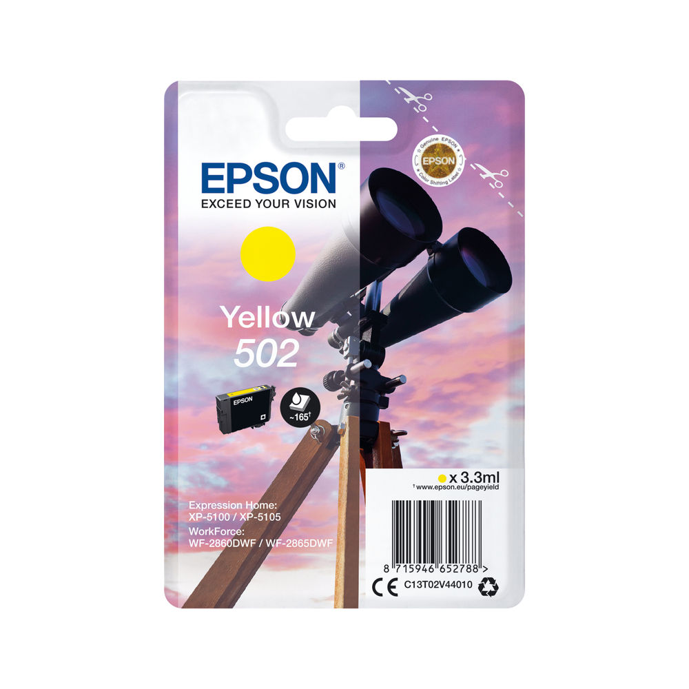 Epson 502 Yellow Ink Cartridge - C13T02V44010