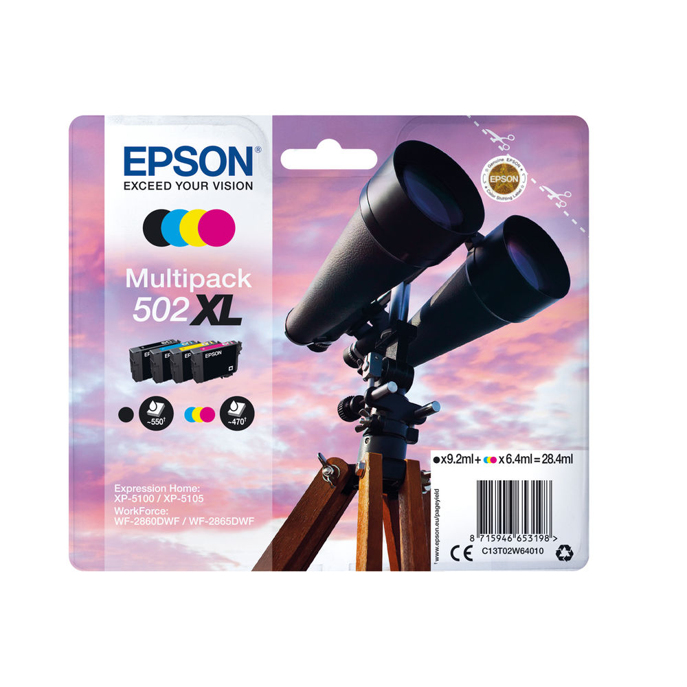 Epson 502XL CMYK Ink Cartridge Multipack - C13T02W64010