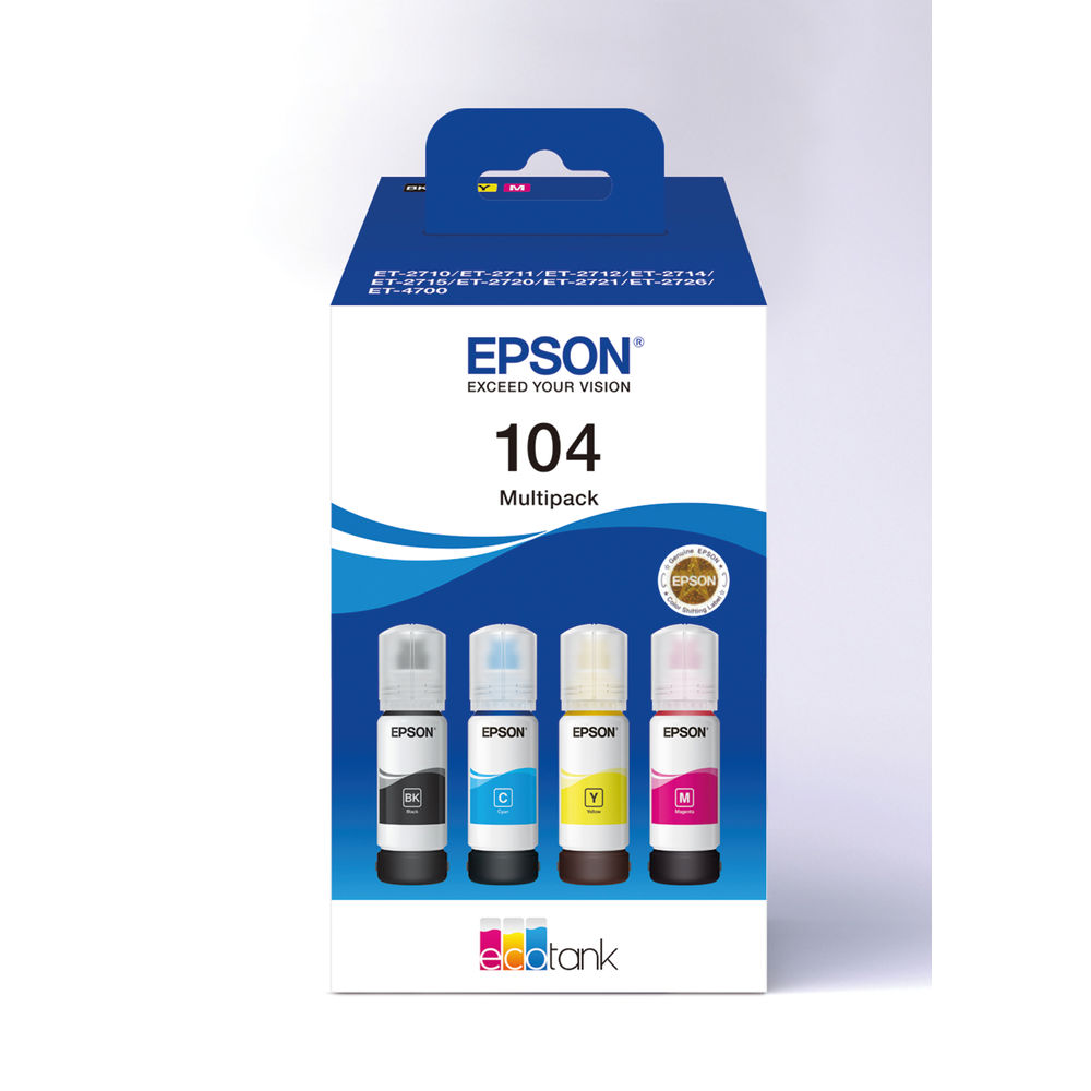 Epson 104 Ecotank CMYK Ink Multipack - C13T00P640