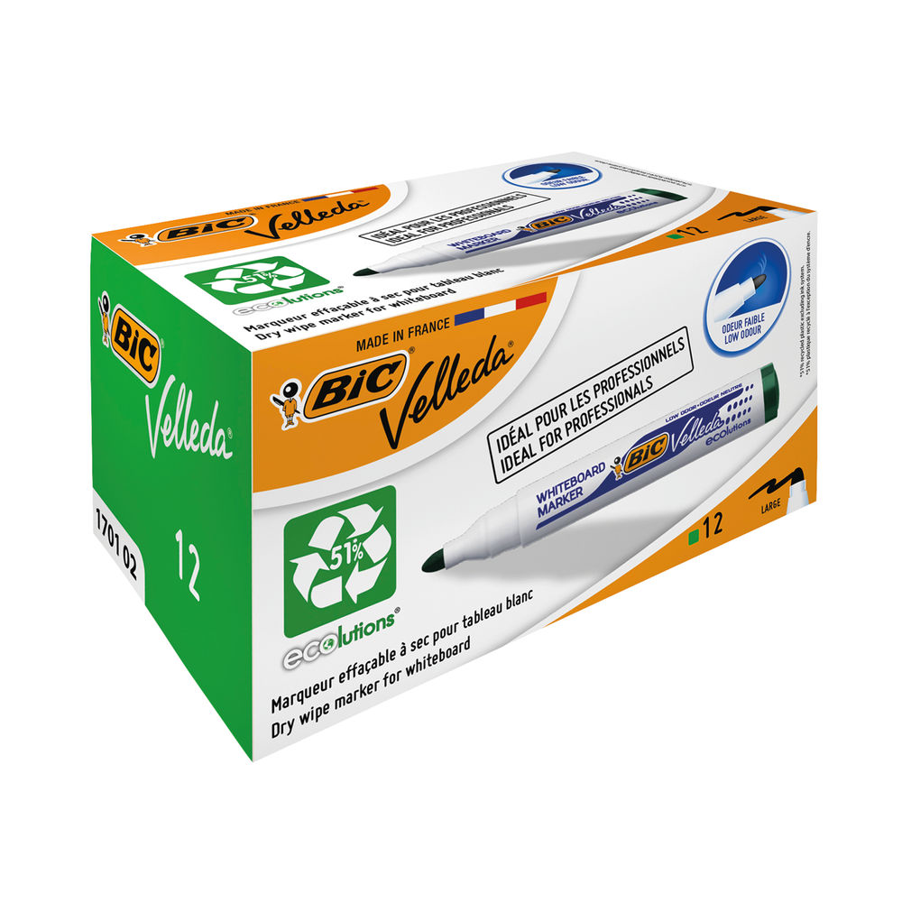 Bic Velleda 1701 Drywipe Marker Green (Pack of 12) 1199170102