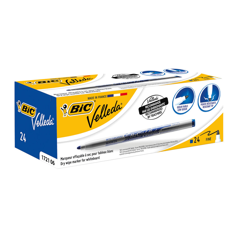 Bic Velleda 1721 Whiteboard Marker Fine Blue (Pack of 24) 841841