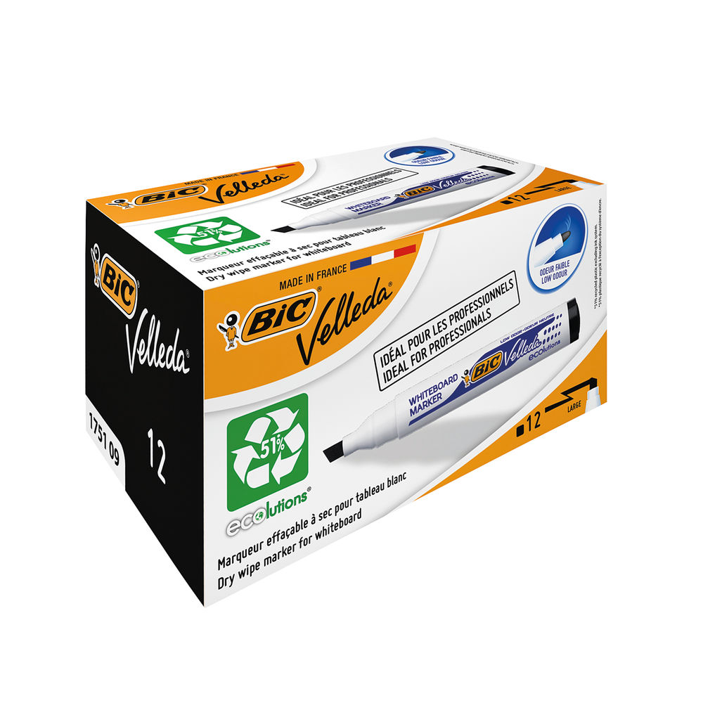 Bic Velleda 1751 Drywipe Marker Black (Pack of 12) 1199175109