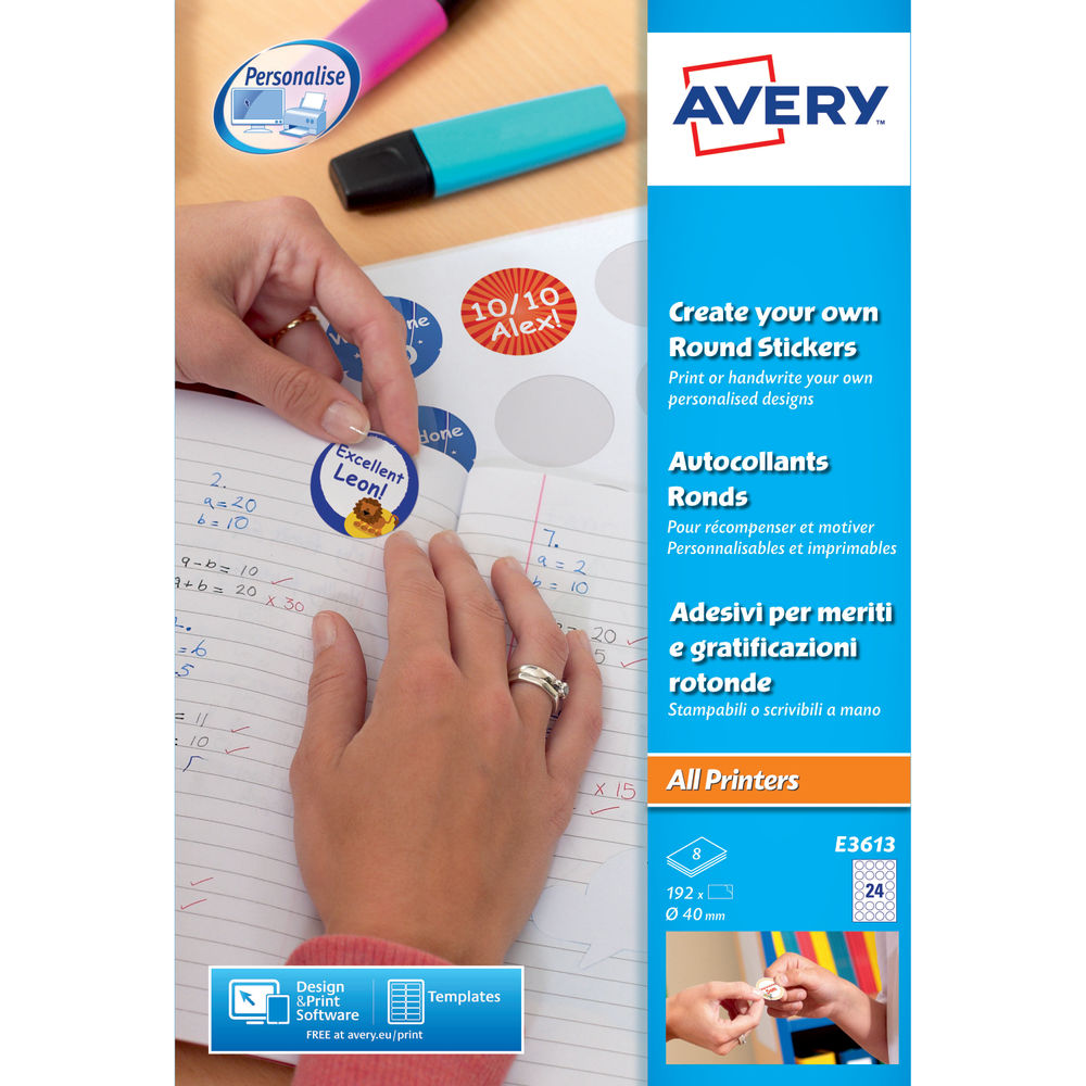 Avery Create Your Own Reward Stickers (Pack of 192) - E3613