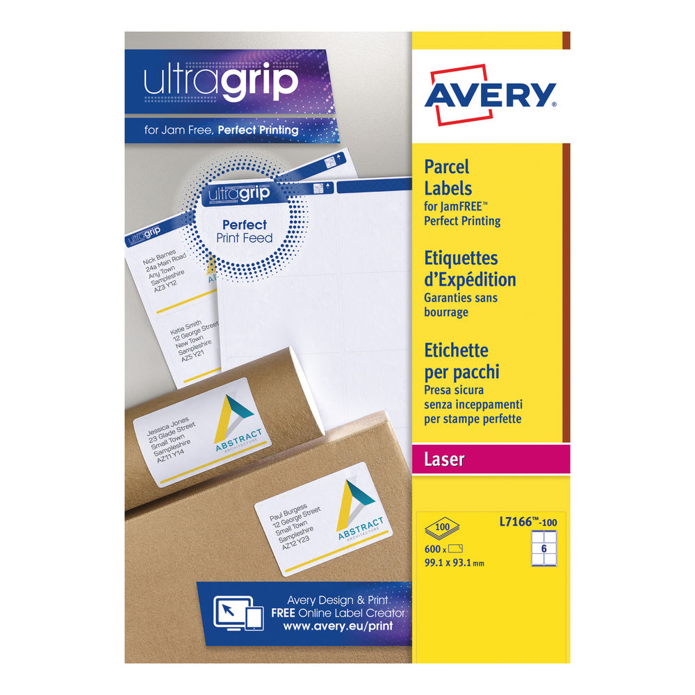 Avery Ultragrip Laser Labels 99.1x93.1mm White (Pack of 600) L7166-100