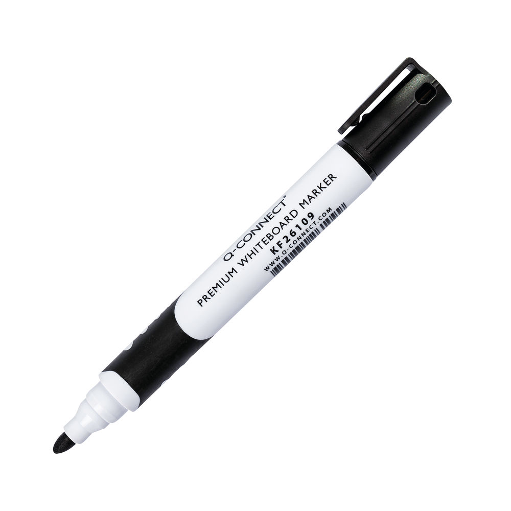 Q-Connect Premium Whiteboard Marker Bullet Tip Black (Pack of 10) KF26109