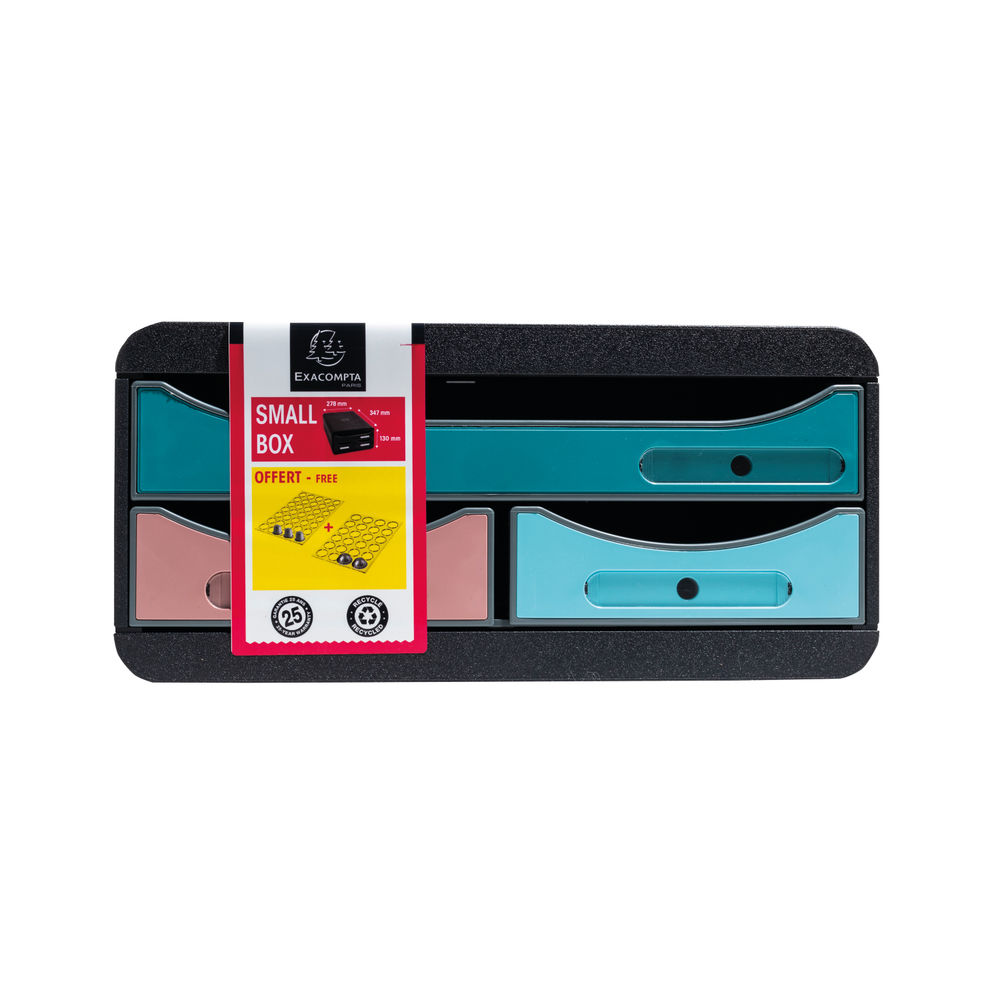 Exacompta Skandi SmallBox Recycled 3 Drawer Set Assorted 311606D