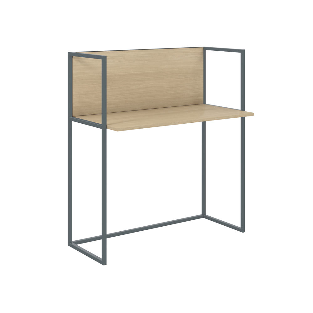 Bisley Outline Desk 1000x500mm Back Panel Steel Frame Oak Laminate Grey