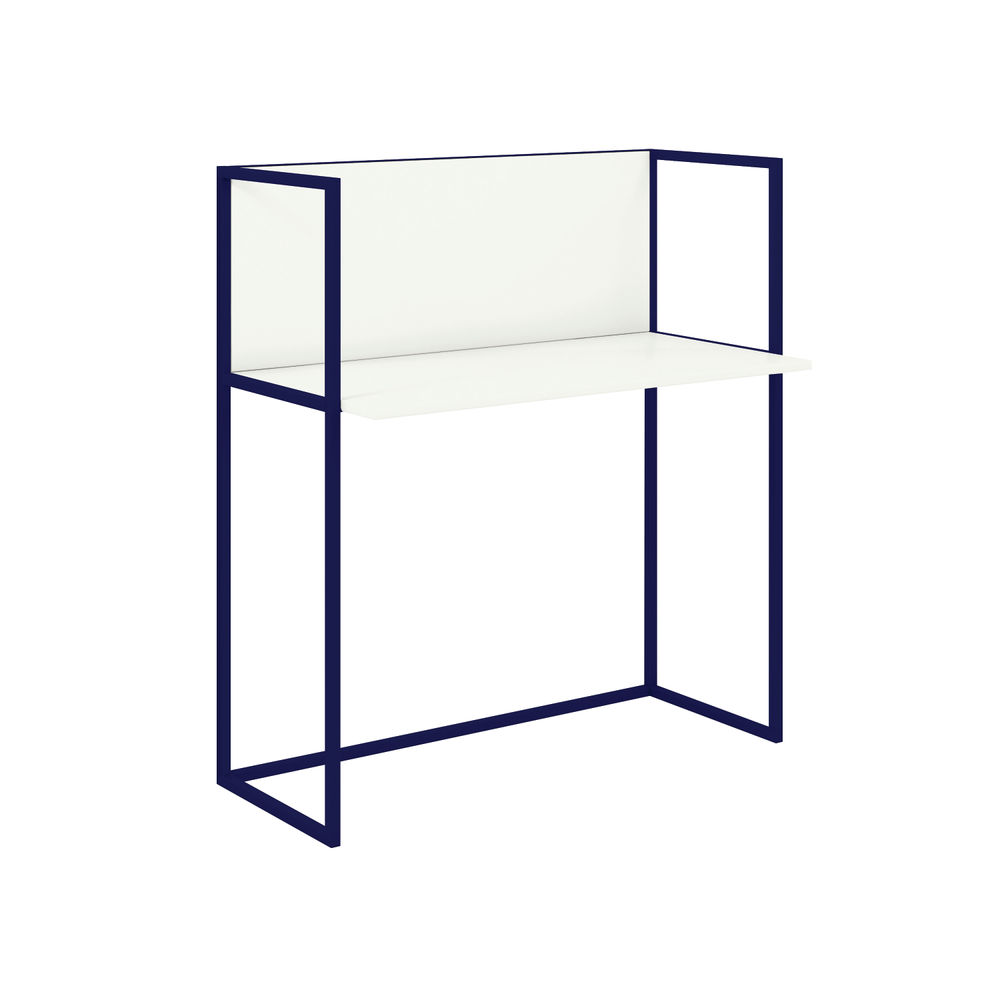 Bisley Outline Desk 1000x500mm Back Panel Steel Frame White Laminate Blue