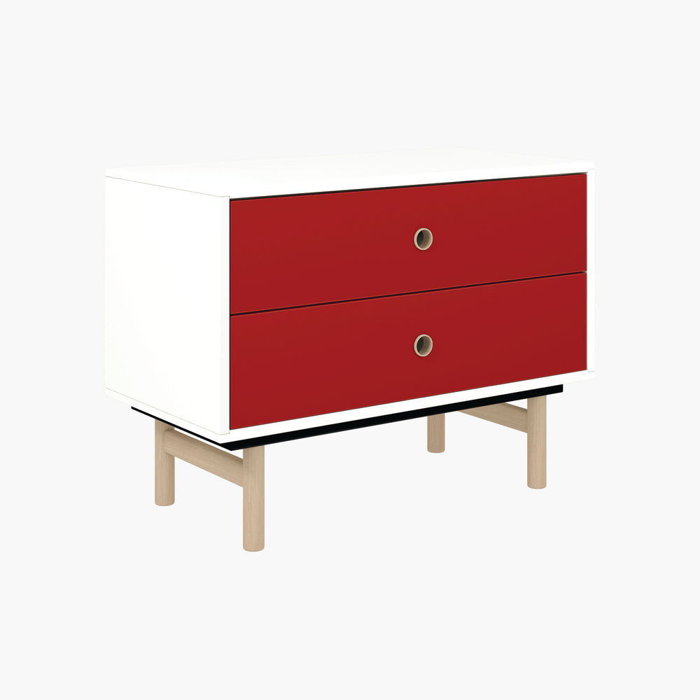 Bisley Bridge 2 Drawer Sideboard White Laminate Red