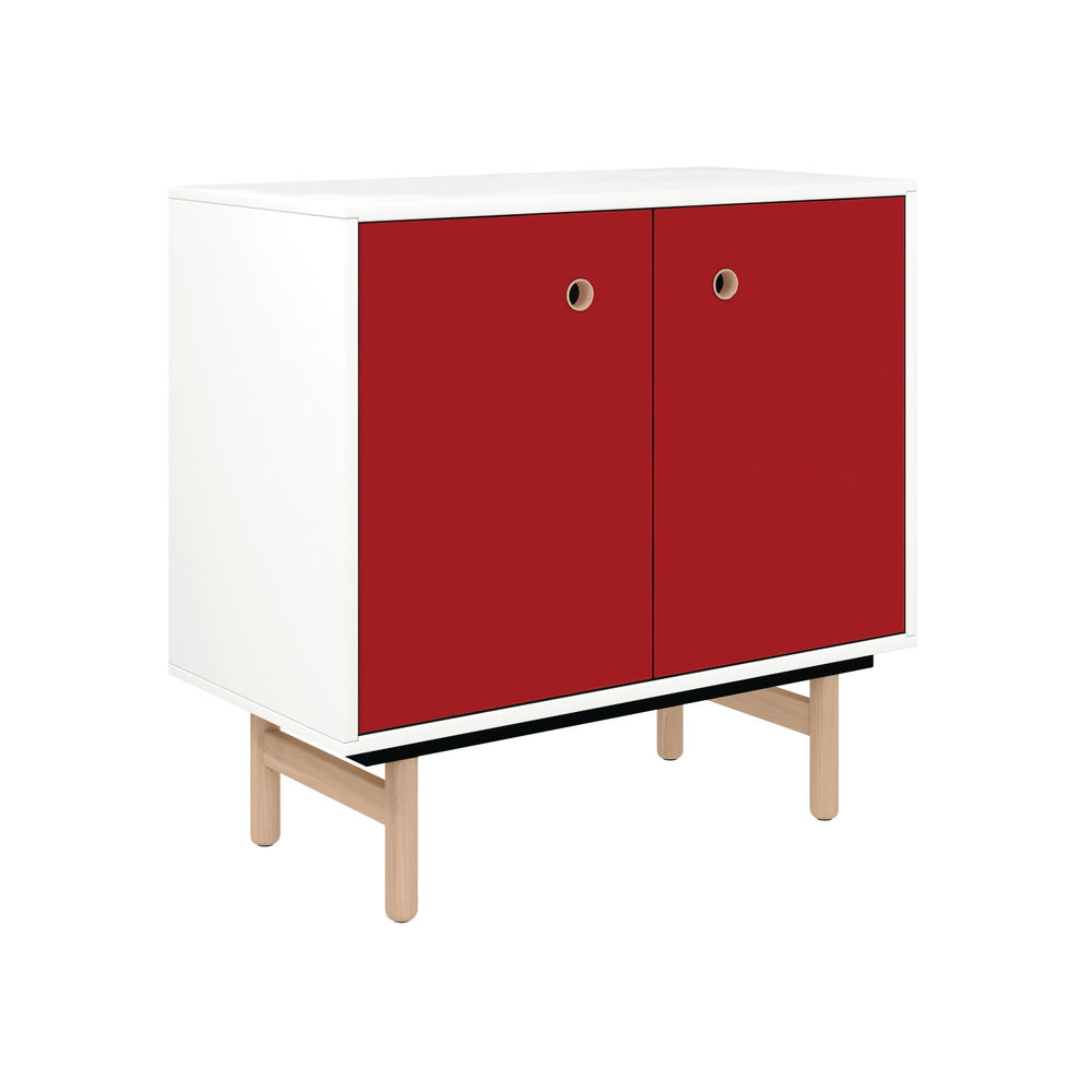 Bisley H783mm Bridge 2 Door Sideboard White Laminate Red