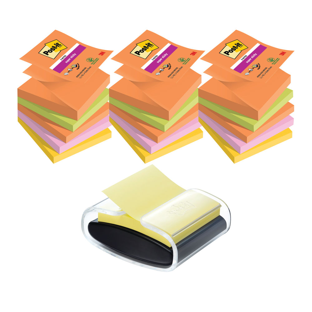 Post-It Super Sticky Z-Notes 76x76mm 90 Sheet Boost (Pack of 5) Buy 3 + FOC Dispenser