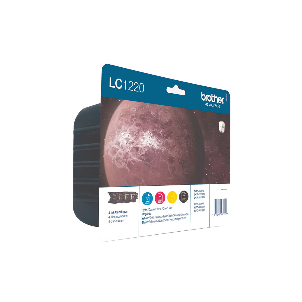 Brother LC-1220 Cyan/Magenta/Yellow/Black Inkjet Cartridges (Pack of 4) LC1220VALBP