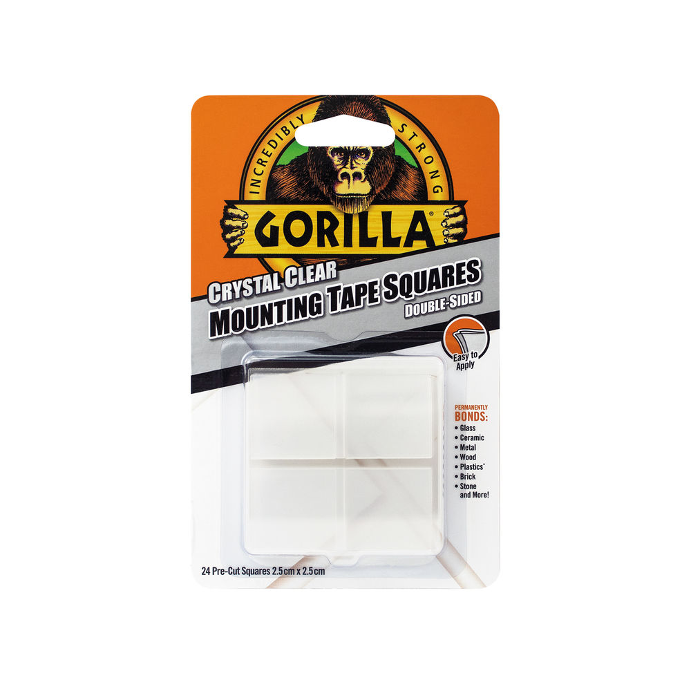 Gorilla Clear Mounting Tape Squares (Pack of 24) - 3044111