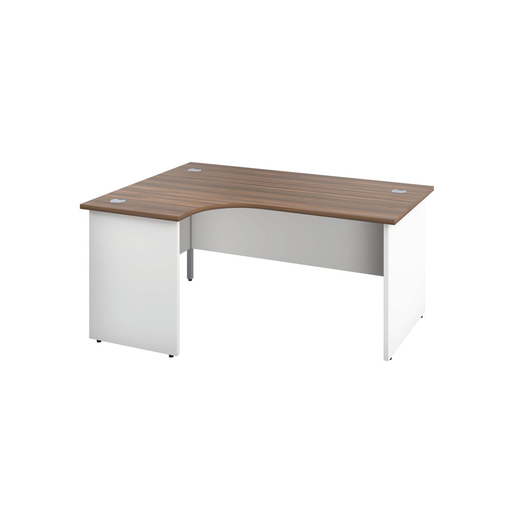 Jemini Switch Radial Left Hand Desk 1600x1200x730mm Dark Walnut/White KF805410