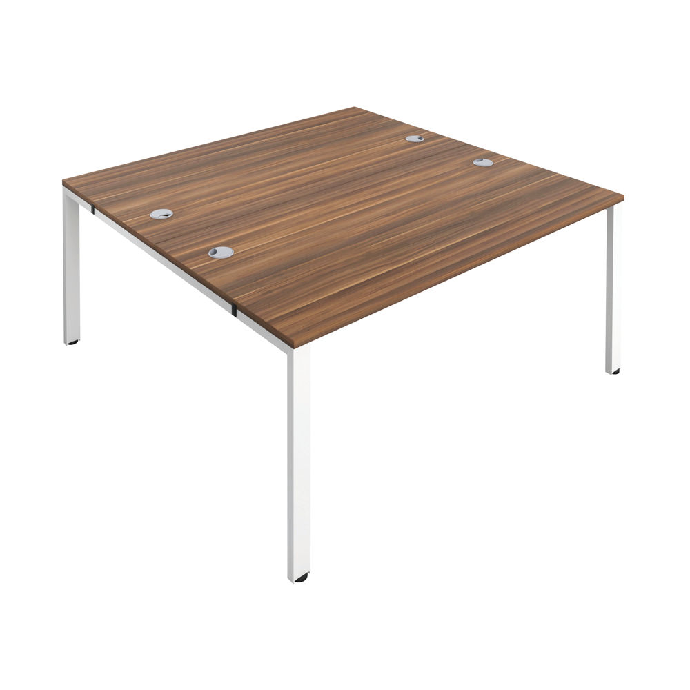 Jemini 2 Person Bench Desk 1200x1600x730mm Dark Walnut/White KF808718