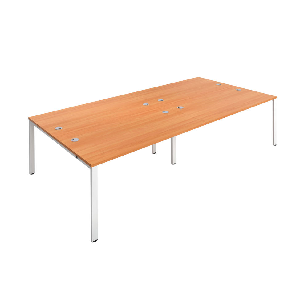 Jemini 4 Person Bench Desk 2800x1600x730mm Beech/White KF809081