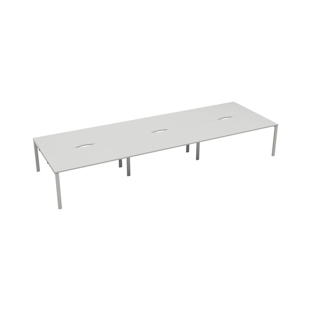 Jemini 4200x1600mm White/White Six Person Bench Desk