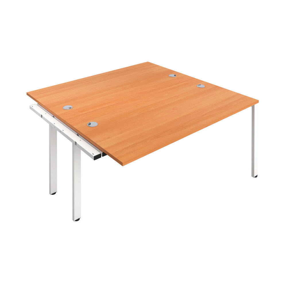 Jemini 2 Person Extension Bench Desk 1400x1600x730mm Beech/White KF808961