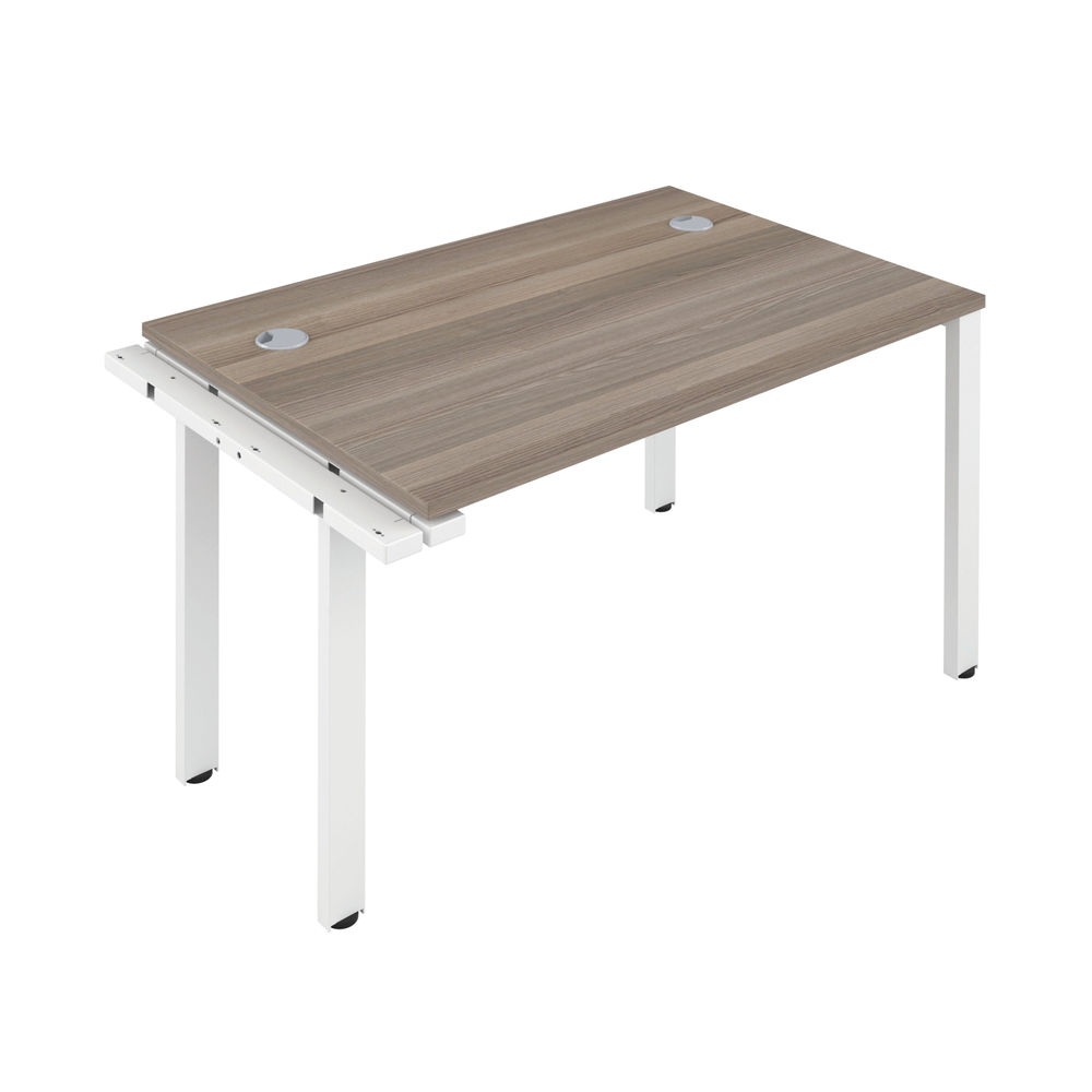 Jemini 1 Person Extension Bench Desk 1600x800x730mm Grey Oak/White KF809272