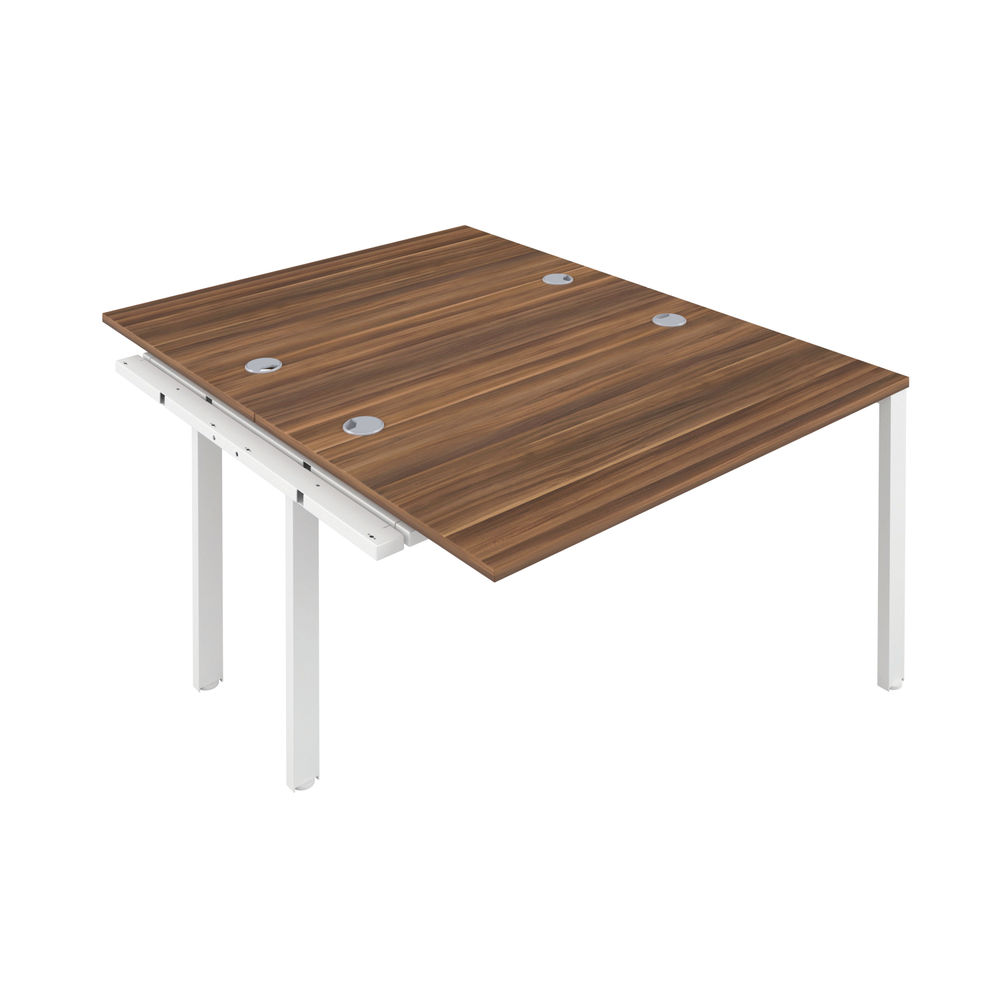 Jemini 2 Person Extension Bench Desk 1600x1600x730mm Dark Walnut/White KF809371