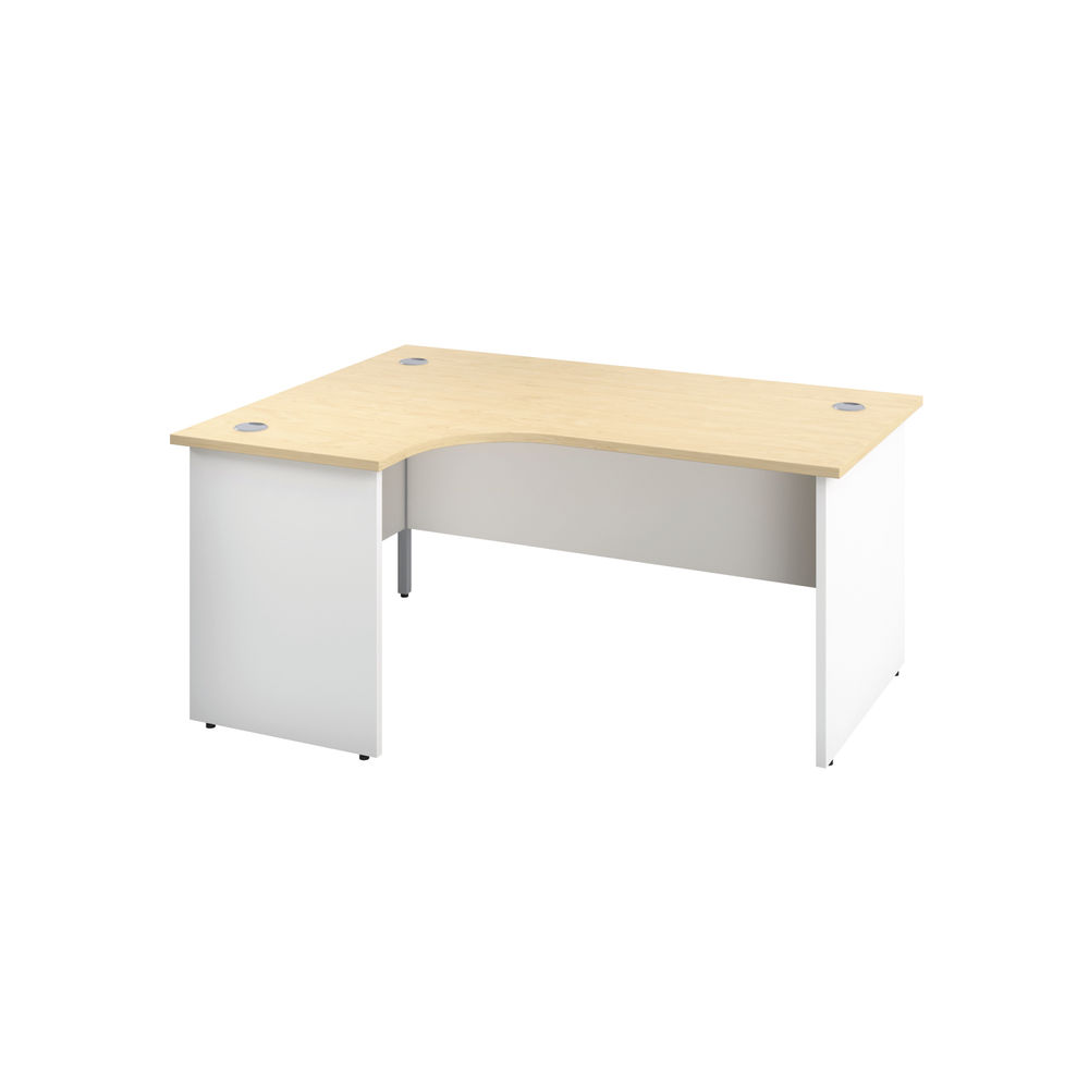 Jemini Switch Radial Left Hand Desk 1600x1200x730mm Maple/White KF805403