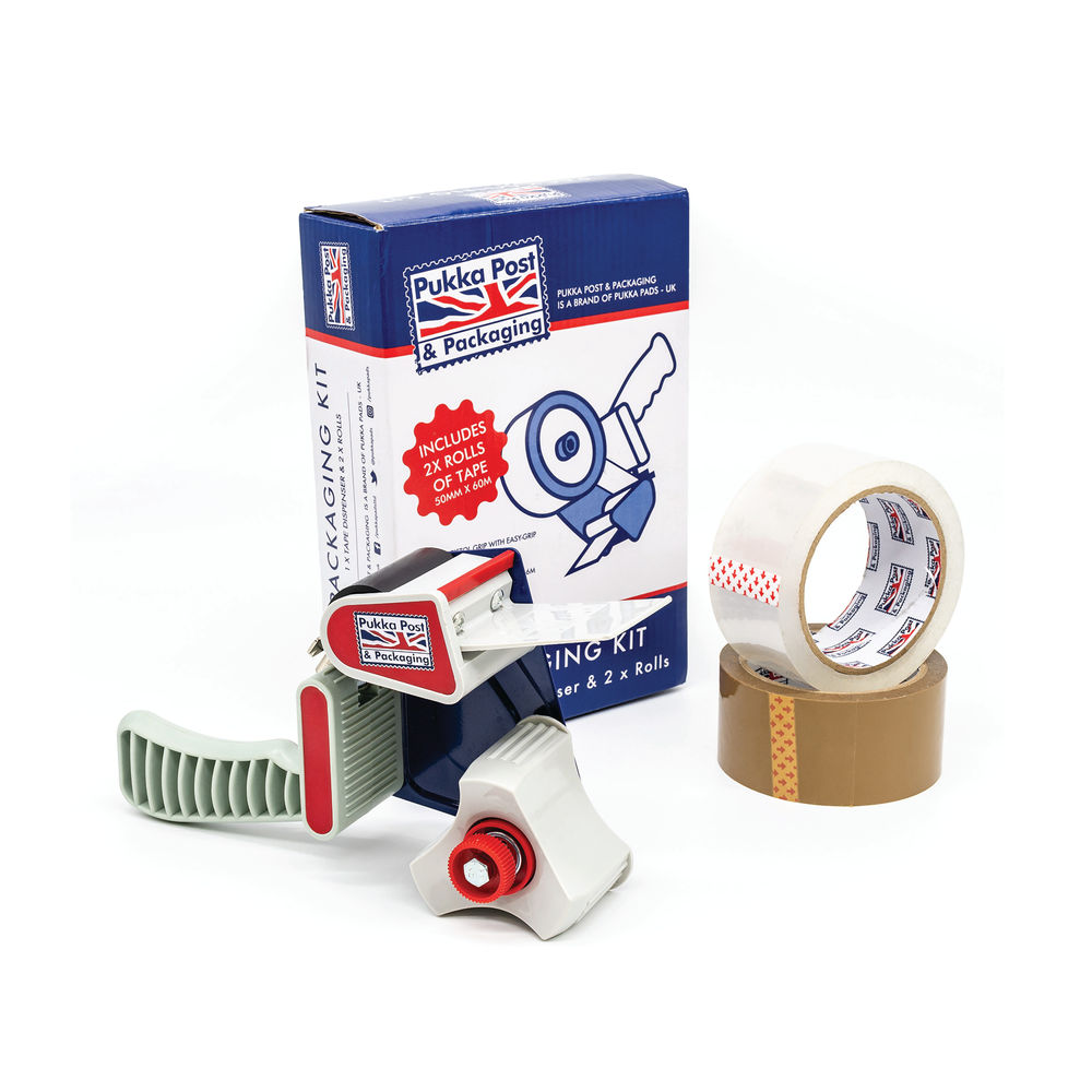 Pukka Parcel Tape Dispenser Plus x2 Tape